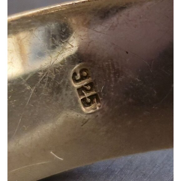 925 Sterling Silver Ribbed Hinged Clamper Bangle Bracelet Modernist Jewelry 51g - Picture 6 of 14